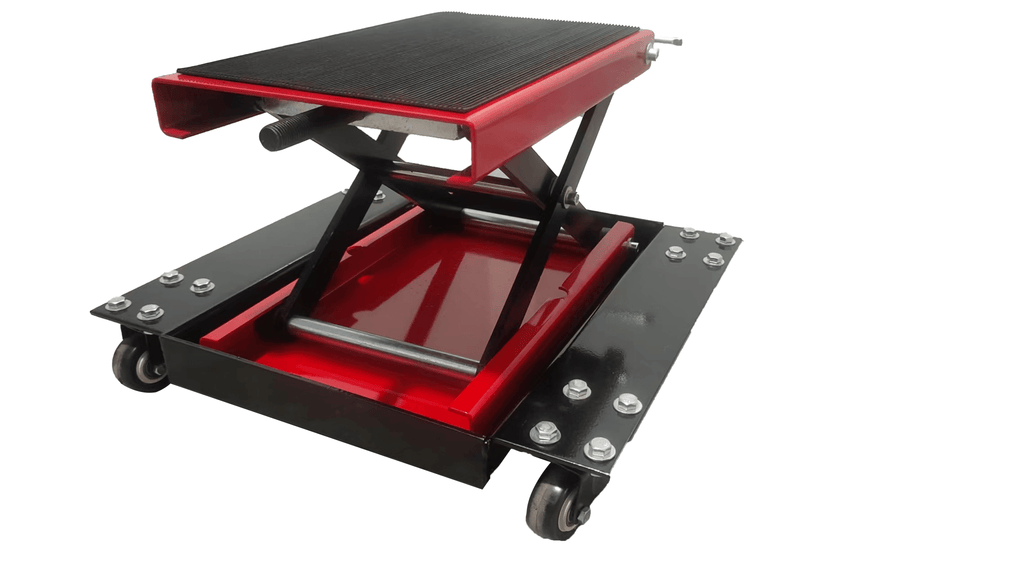 Cric élévateur à ciseaux portable pour motos et VTT (1100 lb) – Palan à manivelle centrale et plateau large 250522B