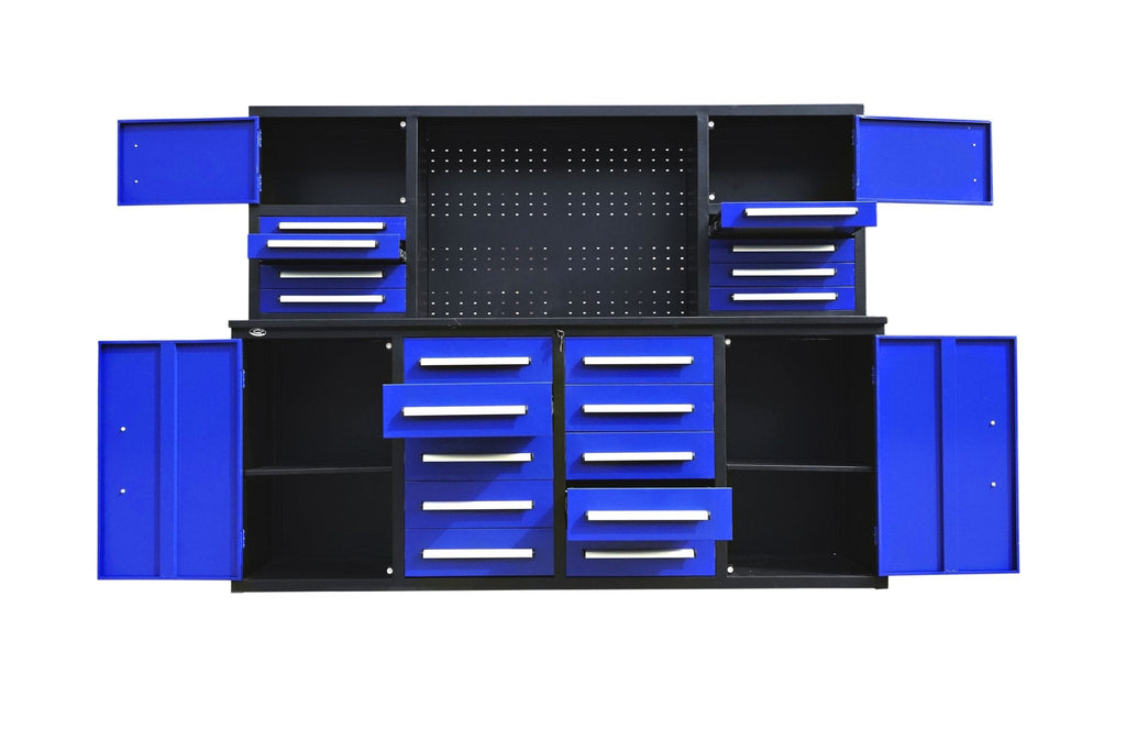 Établi de 2,13 m (7 pi) à 18 tiroirs avec armoires à outils – Construction robuste en acier