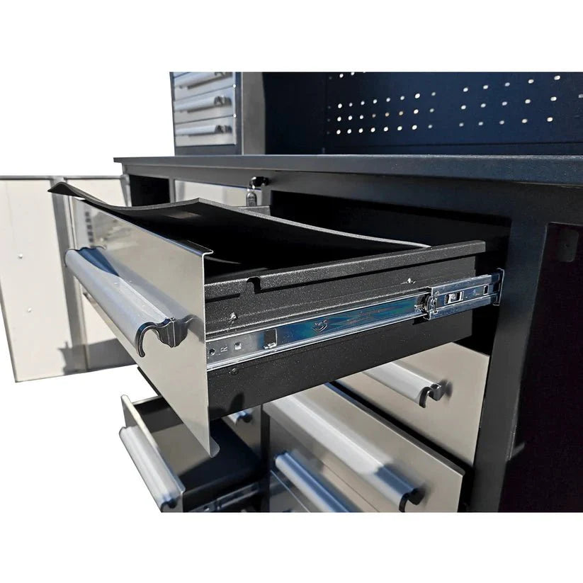 Établi de 2,13 m (7 pi) à 18 tiroirs avec armoires à outils – Construction robuste en acier