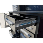 Établi de 2,13 m (7 pi) à 18 tiroirs avec armoires à outils – Construction robuste en acier