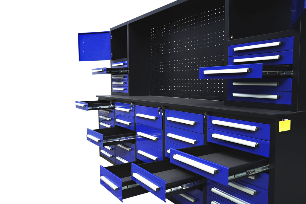 Système d'établi et d'armoire à outils de luxe de 3 m (10 pi) – Unité de rangement robuste à 40 tiroirs