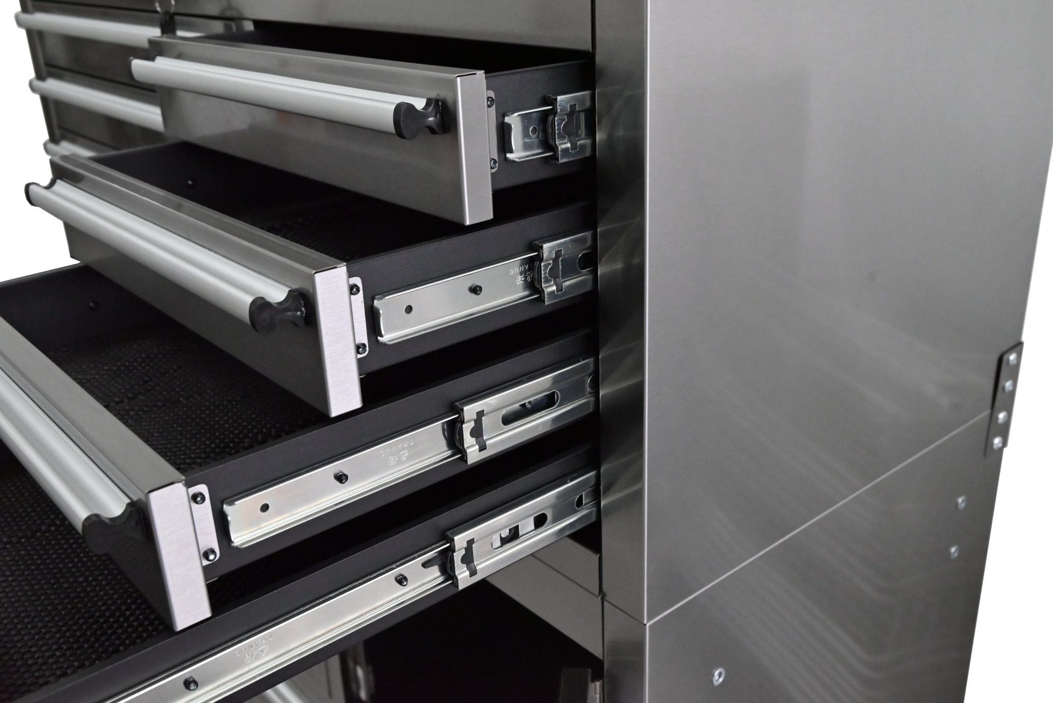 Établi à outils en acier inoxydable de 41 pouces (104 cm) avec 14 tiroirs et roulettes verrouillables de 5 pouces (12,7 cm) – TB4118S