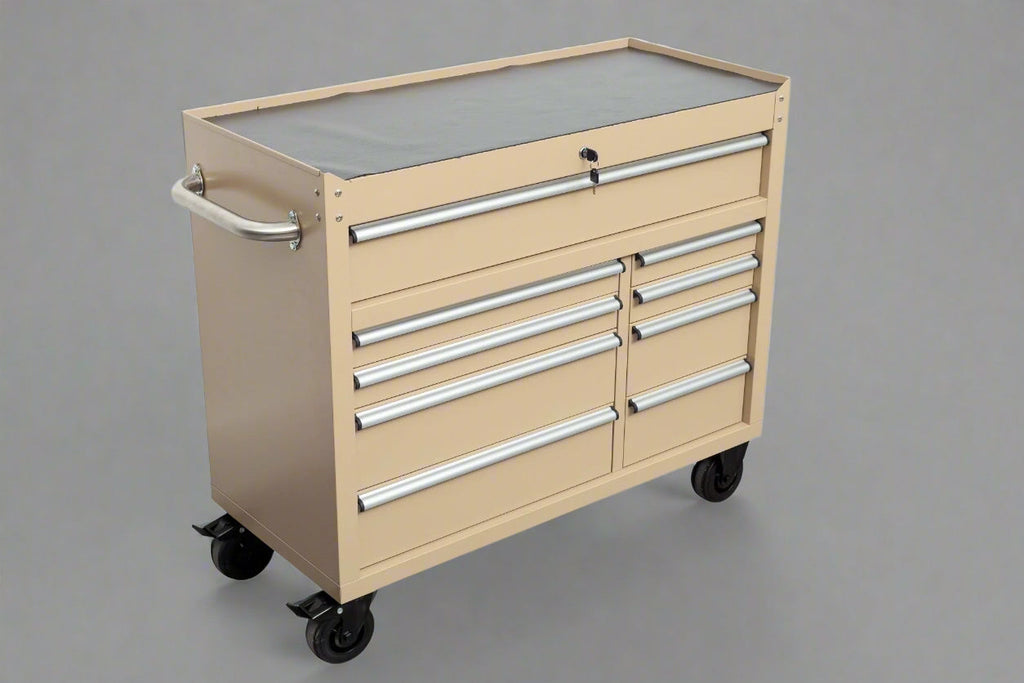 Établi roulant à 9 tiroirs de 42 pouces – Armoire de rangement robuste pour garage