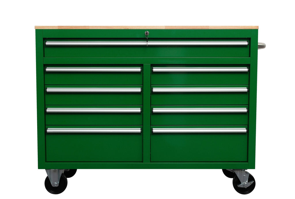 Établi roulant 46 pouces – Armoire de rangement mobile robuste à 9 tiroirs