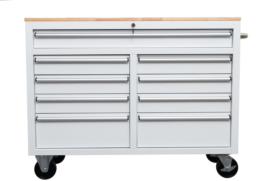 Établi roulant 46 pouces – Armoire de rangement mobile robuste à 9 tiroirs