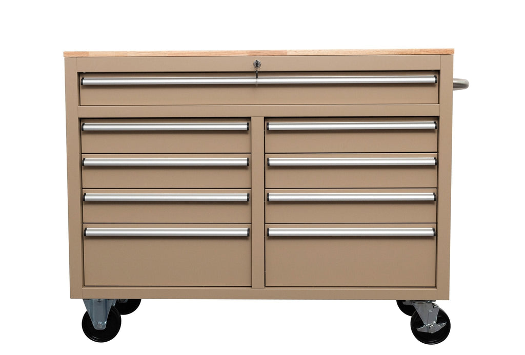Établi roulant 46 pouces – Armoire de rangement mobile robuste à 9 tiroirs
