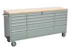Établi roulant de 1,83 m (6 pi) avec 15 tiroirs, prises de courant et ports USB – Armoire de rangement robuste en acier