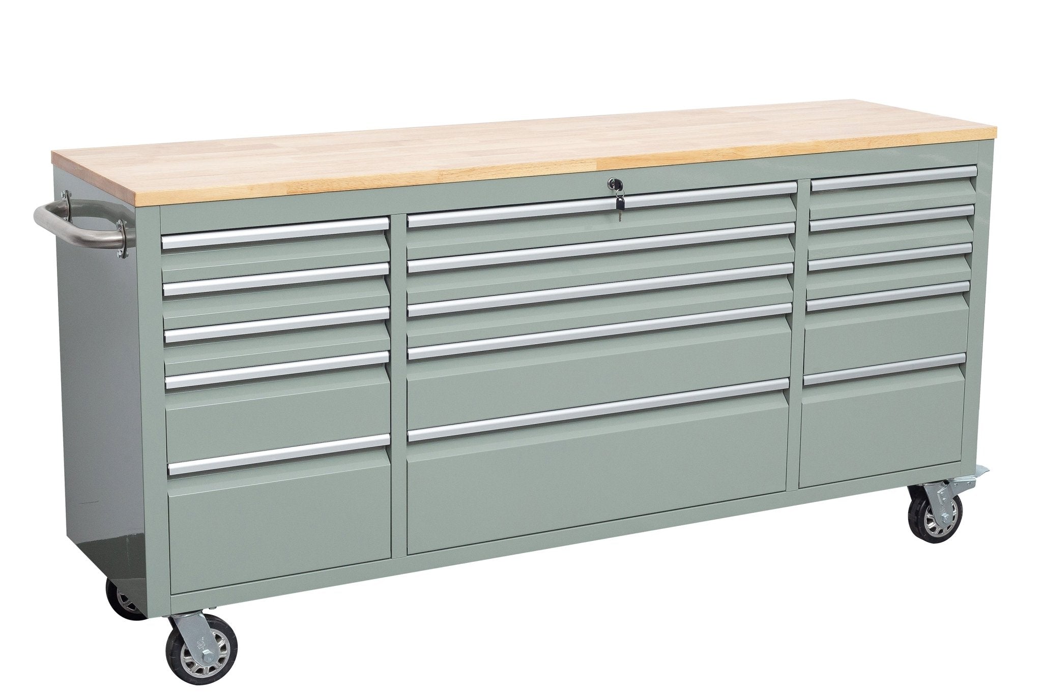 Établi roulant de 1,83 m (6 pi) avec 15 tiroirs, prises de courant et ports USB – Armoire de rangement robuste en acier