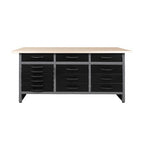 Établi métallique robuste de 63 pouces avec 15 tiroirs | Rangement d'outils pour garage