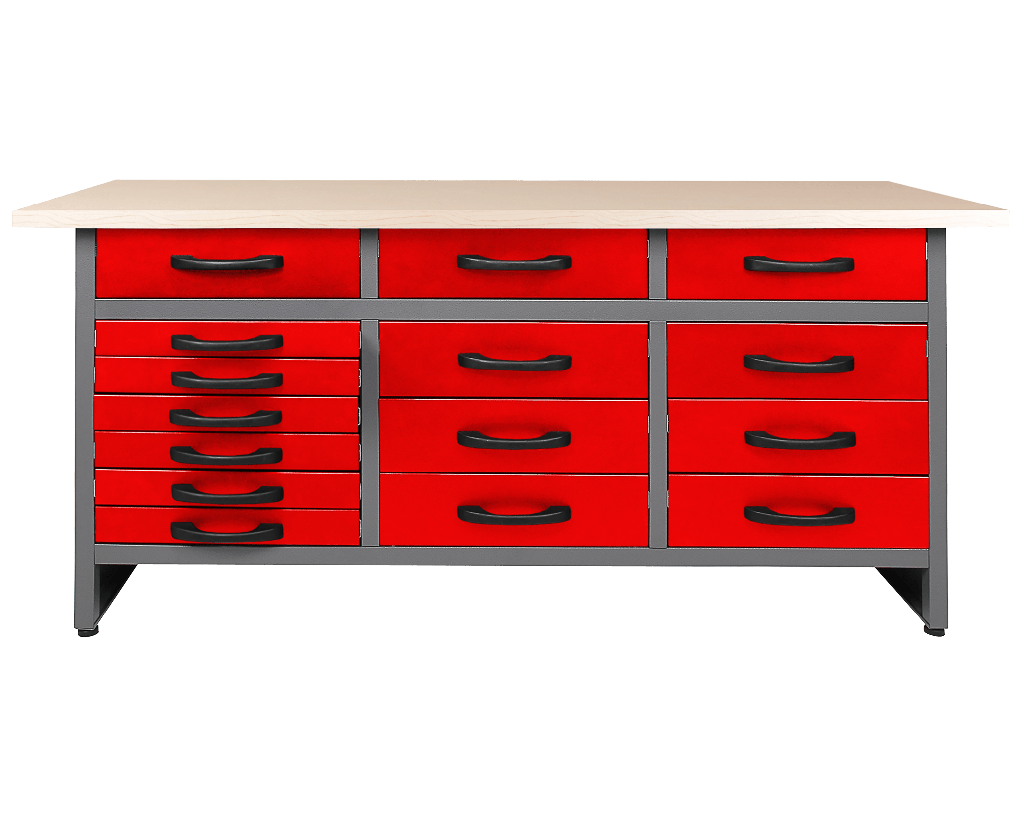 Établi métallique robuste de 63 pouces avec 15 tiroirs | Rangement d'outils pour garage