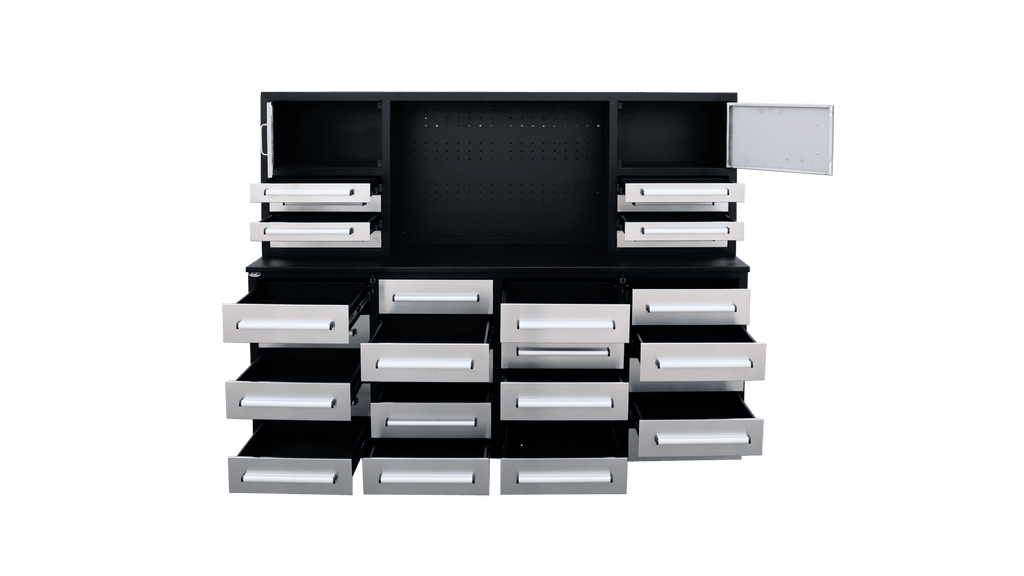 Établi à outils robuste en acier de 2,13 m (7 pi) avec 28 tiroirs et tiroirs verrouillables