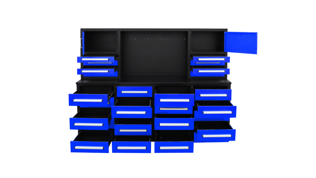 Établi à outils robuste en acier de 2,13 m (7 pi) avec 28 tiroirs et tiroirs verrouillables