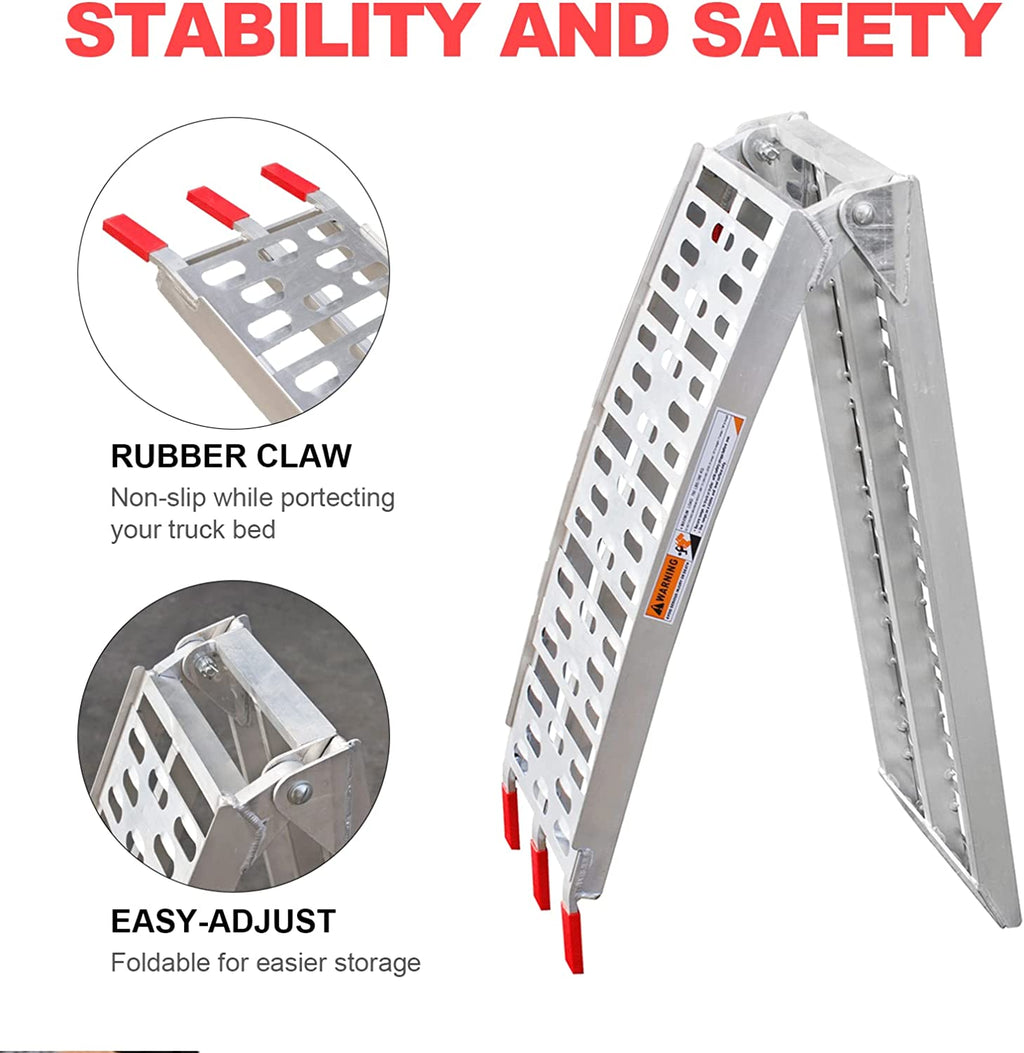 Rampe de chargement simple en aluminium pour VTT (750 lb) – 2,13 m (7 pi) – Robuste et pliable | 1123AR