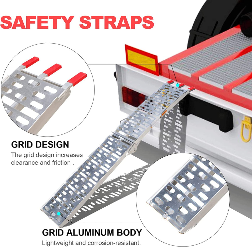 Rampe de chargement simple en aluminium pour VTT (750 lb) – 2,13 m (7 pi) – Robuste et pliable | 1123AR