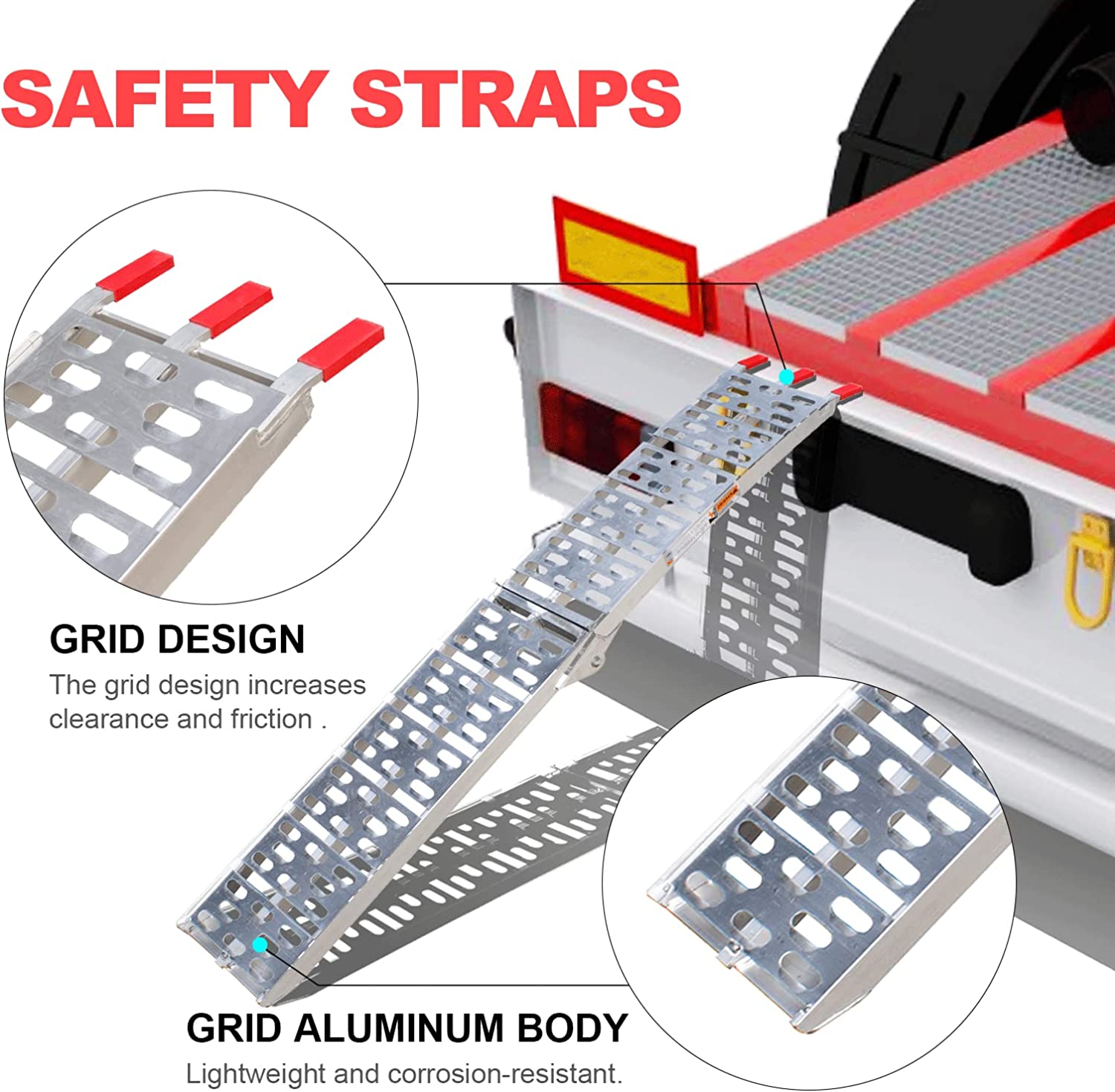 Rampe de chargement simple en aluminium pour VTT (750 lb) – 2,13 m (7 pi) – Robuste et pliable | 1123AR