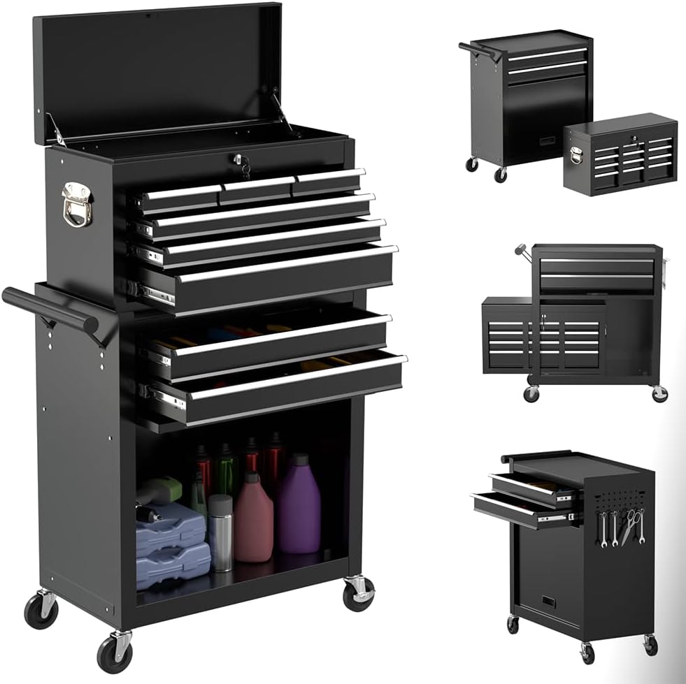 Coffre à outils roulant à 8 tiroirs – Armoire de rangement métallique robuste | 203220 