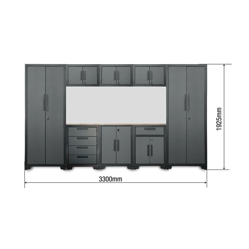 Ensemble établi et armoire de garage 9 pièces – Système de rangement d'outils modulaire robuste