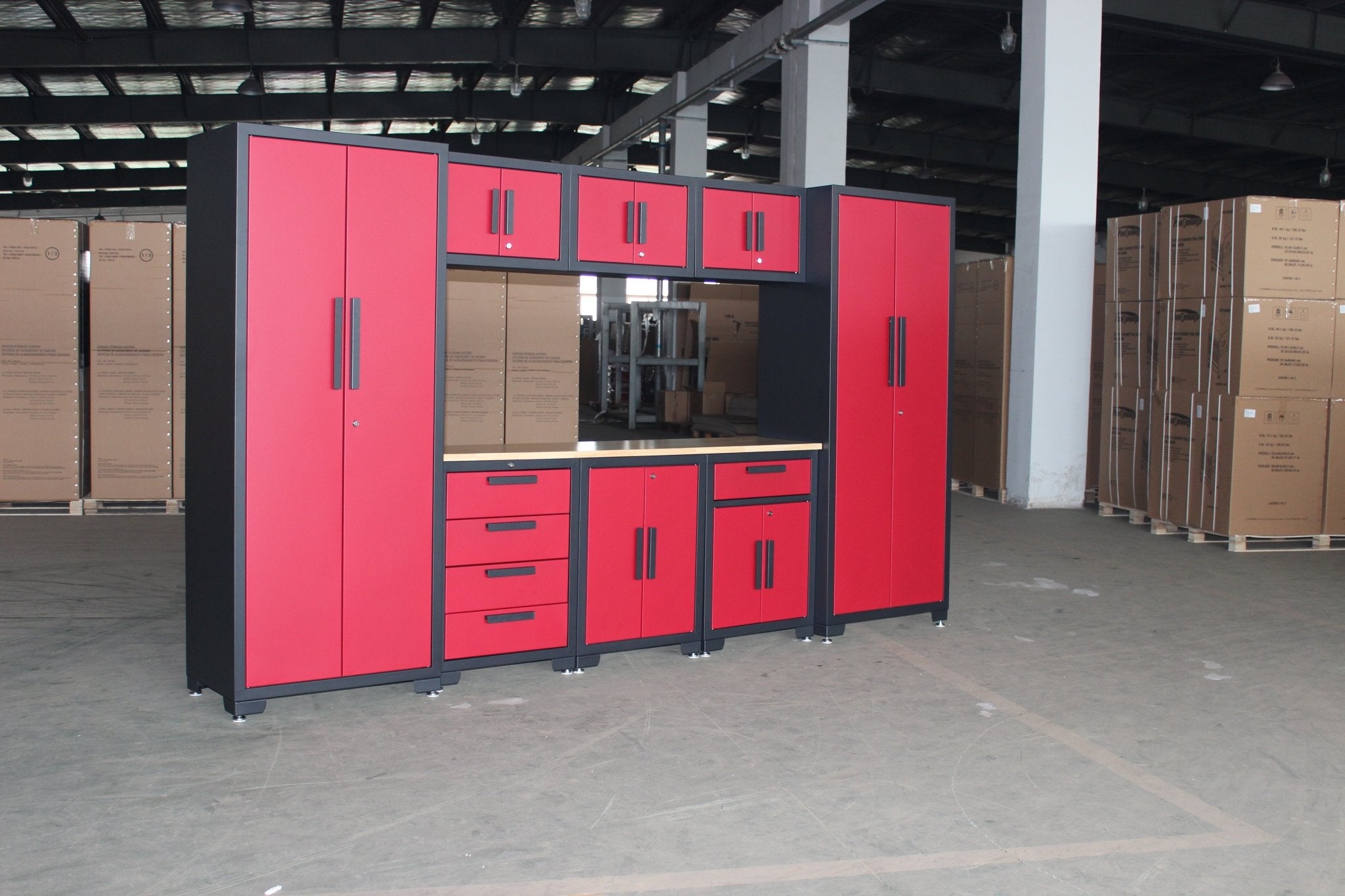 Ensemble établi et armoire de garage 9 pièces – Système de rangement d'outils modulaire robuste