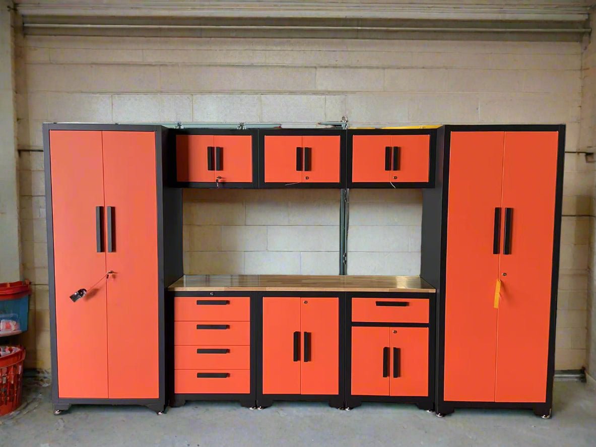 Ensemble établi et armoire de garage 9 pièces – Système de rangement d'outils modulaire robuste