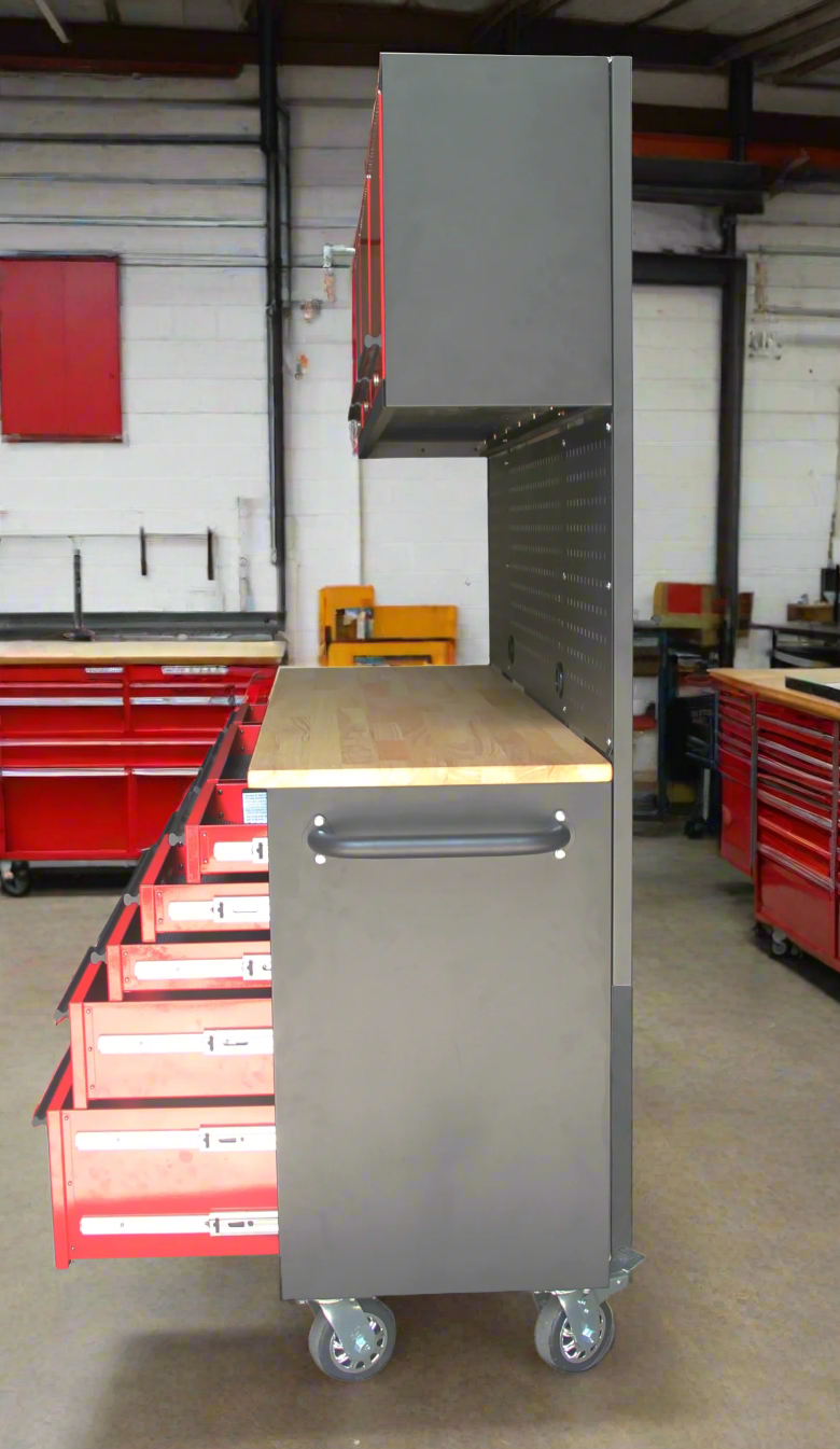 Nouvelle servante d'atelier et établi roulant rouge à 17 tiroirs – Rangement robuste pour garage GA7210RT