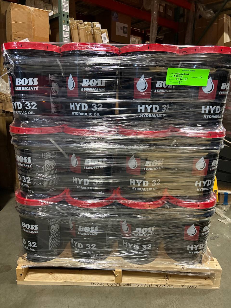 Huile hydraulique Boss Lubricants HYD 32 – ISO VG 32, applications industrielles et mobiles, seau de 20 L