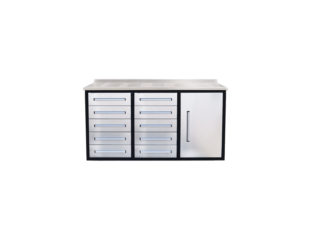 Établi robuste en acier de 1,7 m – Établi à outils à 10 et 15 tiroirs avec serrures et revêtements en EVA