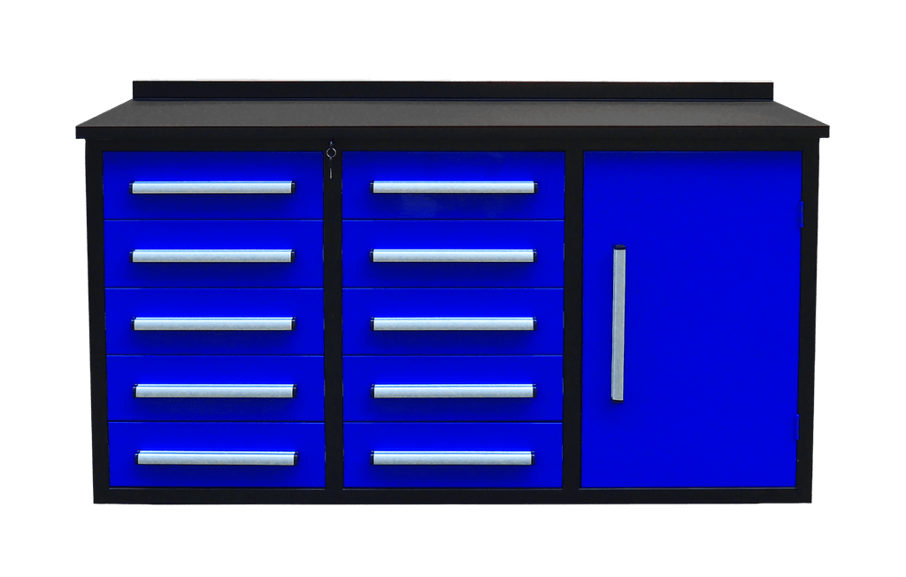 Établi robuste en acier de 1,7 m – Établi à outils à 10 et 15 tiroirs avec serrures et revêtements en EVA