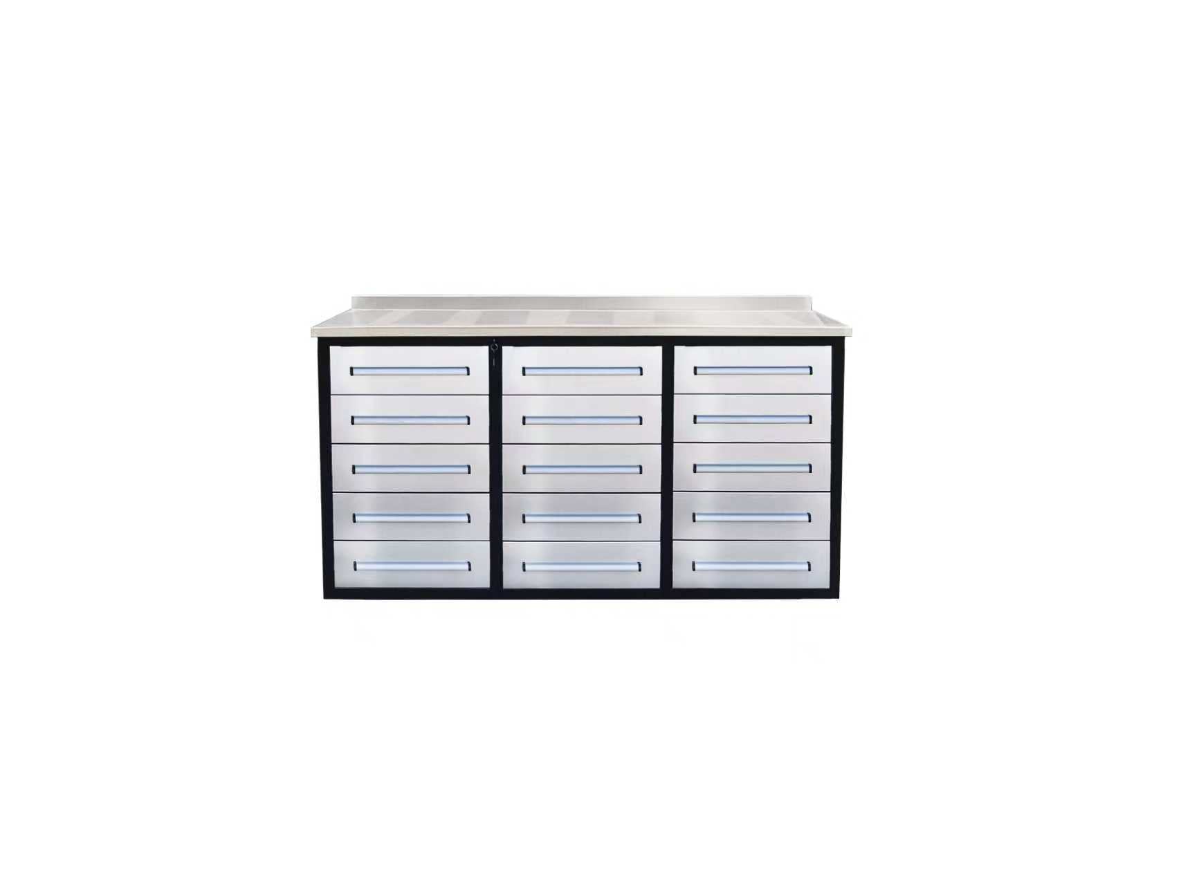 Établi robuste en acier de 1,7 m – Établi à outils à 10 et 15 tiroirs avec serrures et revêtements en EVA