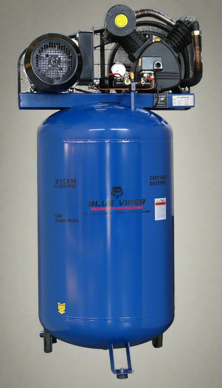 COMPRESSEURS D'AIR D'ATELIER BLUE VIPER ROBUSTES – 60, 80 ET 120 GALLONS | Modèles à réservoir en fonte à haut débit