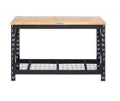 Établi d'emballage industriel – Établi à outils robuste en acier avec plateau en bois dur pour entrepôt ou atelier