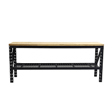 Établi d'emballage industriel – Établi à outils robuste en acier avec plateau en bois dur pour entrepôt ou atelier