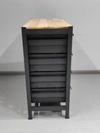 Établi industriel en acier avec plateau en bois dur et 4 tiroirs, 84 cm x 41 cm – Noir 2506152
