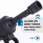 Coffret de douilles à impact JET 1 pouce - Douilles standard SAE 6 pans avec entraînement dynamométrique - 18 pièces