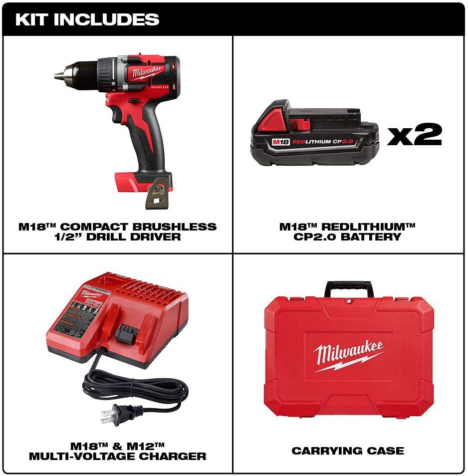 Perceuse sans fil compacte Milwaukee M18 18V 1/2"