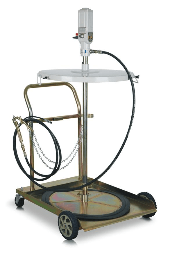Pompe à graisse mobile avec enrouleur, manomètre et chariot – Réf. 310215