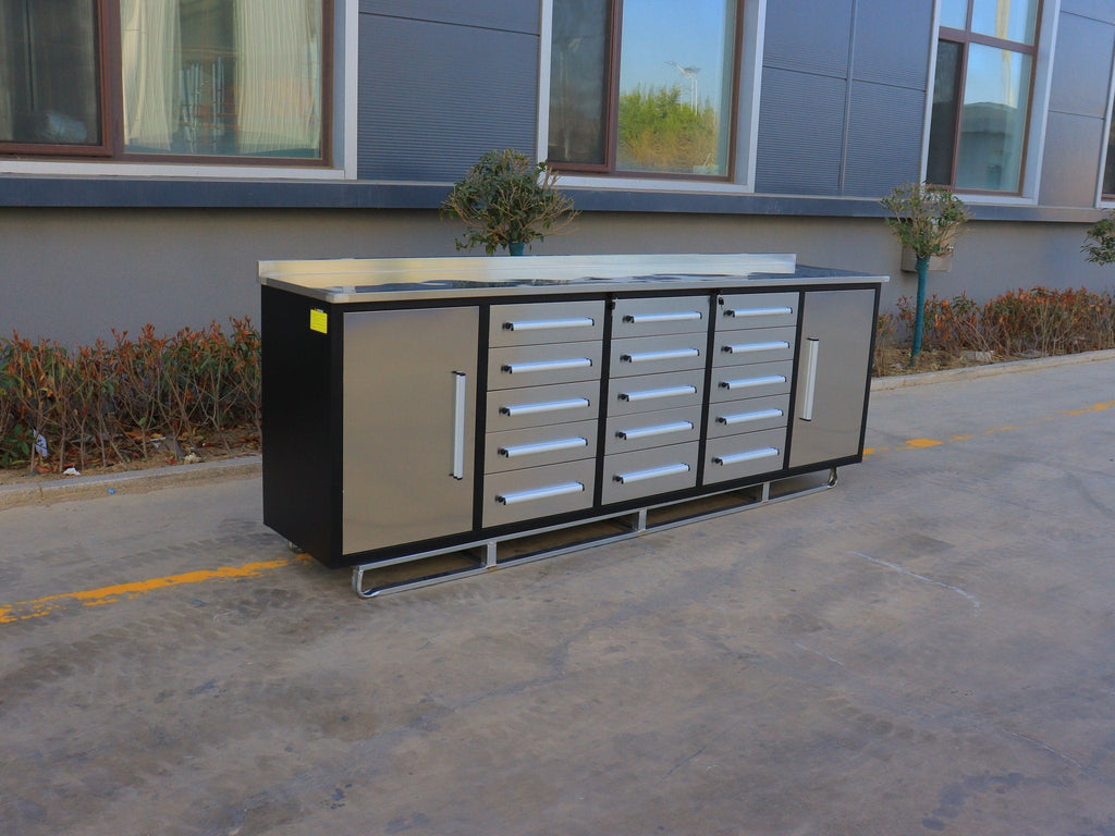 Établi de garage robuste en acier de 3 m (10 pi) avec 15/20/25/35 tiroirs – Table de rangement industrielle 