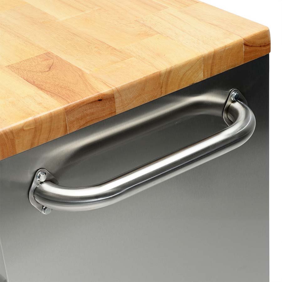 Établi à outils en acier inoxydable 84 pouces – 11 tiroirs, plateau en bois et éclairage LED | 8411D