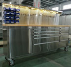 Établi à outils en acier inoxydable 84 pouces – 11 tiroirs, plateau en bois et éclairage LED | 8411D