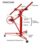 Leveur de panneaux de plaques de plâtre de 3,35 m (11 pi) – Cric de plafond roulant pour la construction - DWL68L11
