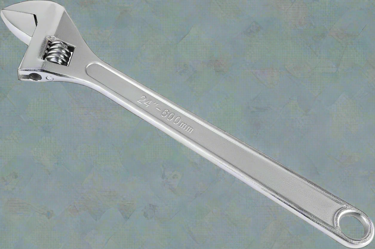 Clé à molette réglable robuste – 18 et 24 pouces, acier chromé | Outil à main industriel