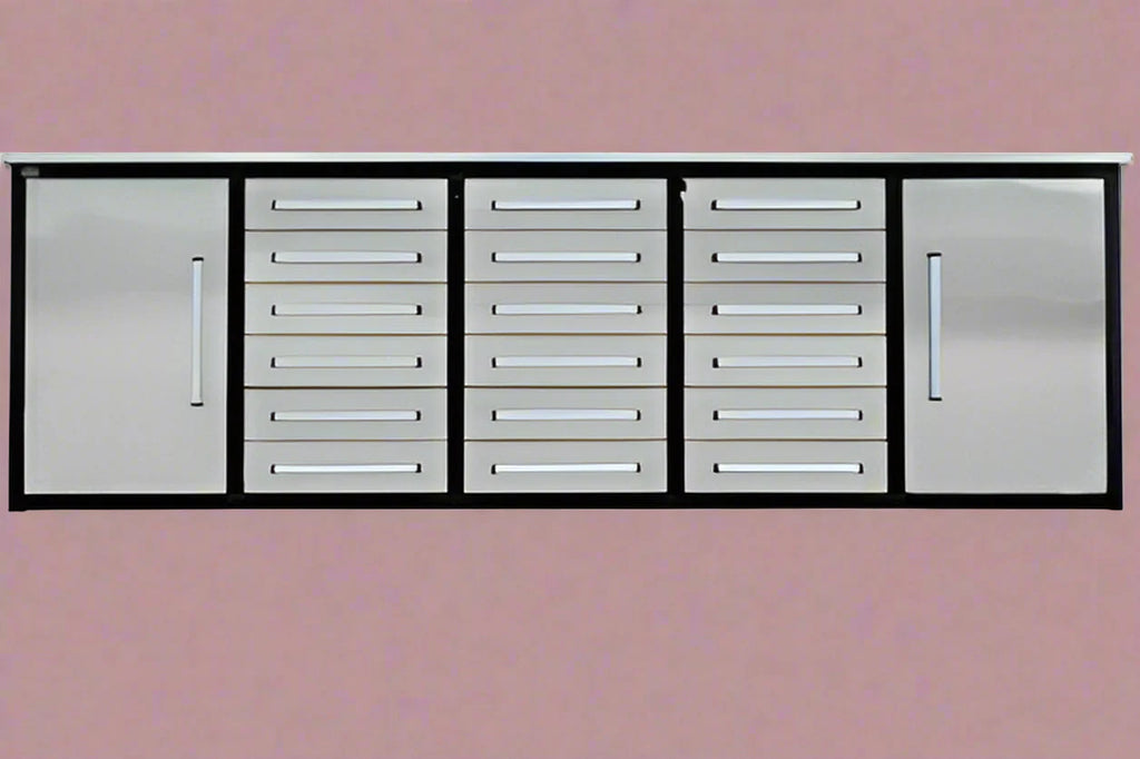 Établi à outils en acier inoxydable de 3 m – Établi robuste à 30 et 18 tiroirs, armoire de rangement, organisateur de garage