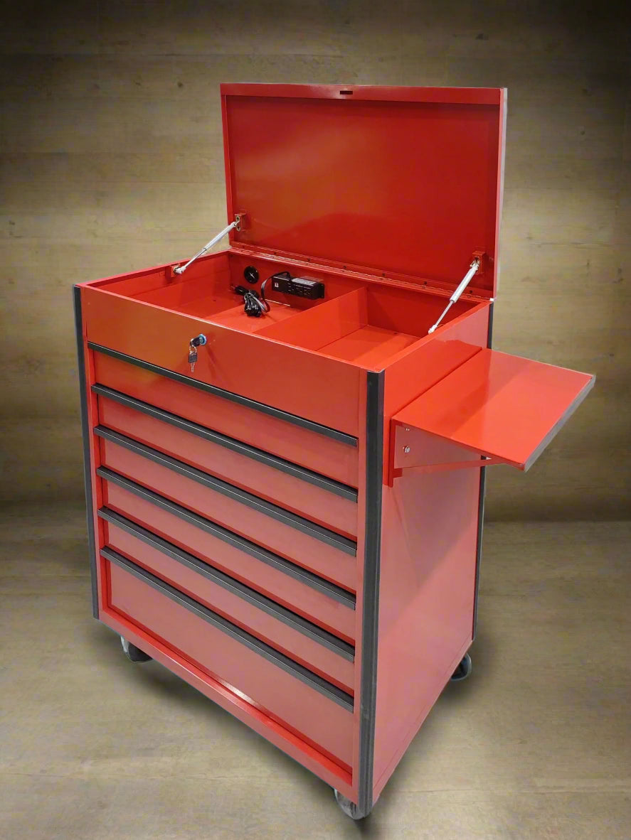 Nouveau chariot à outils roulant 34" à 6 tiroirs et chariot de service – Acier robuste, multiprise, tiroirs verrouillables