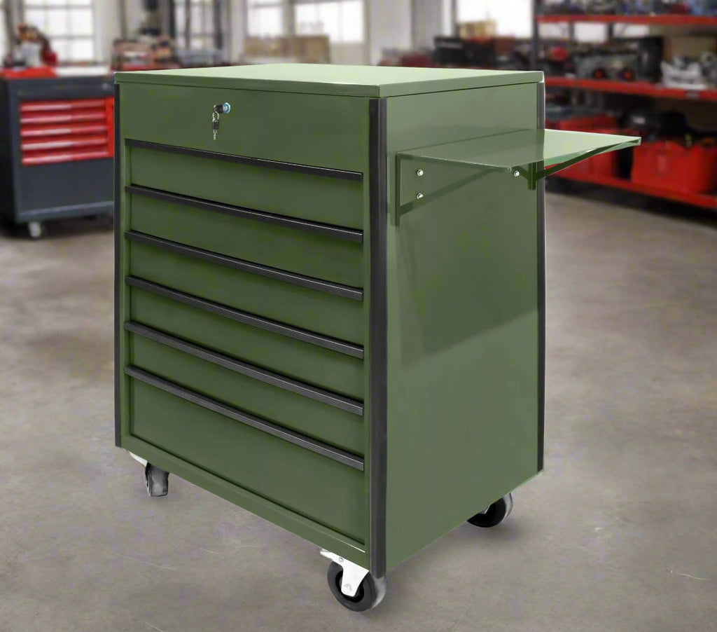 Nouveau chariot à outils roulant 34" à 6 tiroirs et chariot de service – Acier robuste, multiprise, tiroirs verrouillables