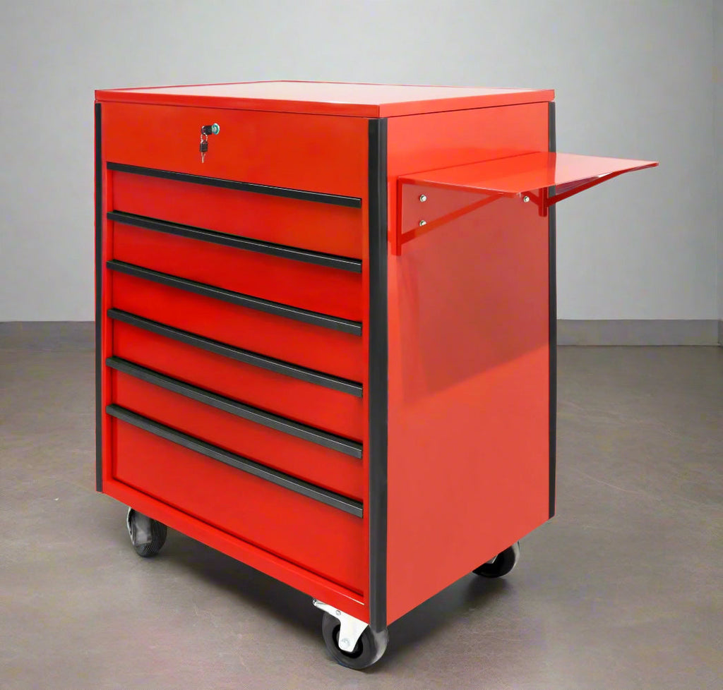 Nouveau chariot à outils roulant 34" à 6 tiroirs et chariot de service – Acier robuste, multiprise, tiroirs verrouillables
