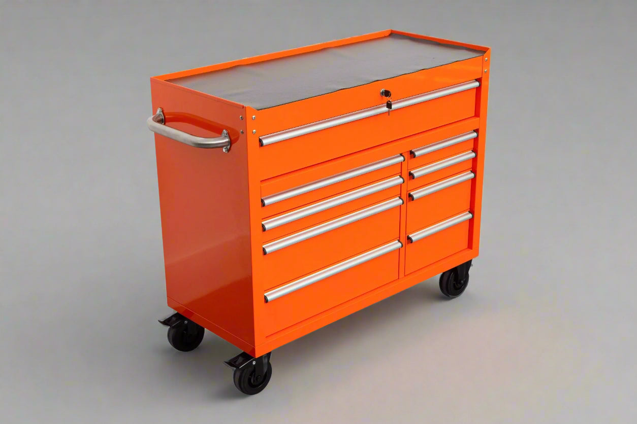 Établi roulant à 9 tiroirs de 42 pouces – Armoire de rangement robuste pour garage