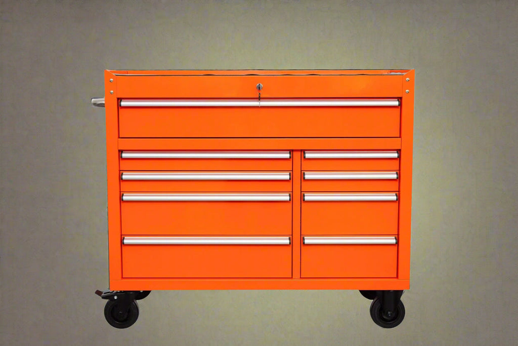 Établi roulant à 9 tiroirs de 42 pouces – Armoire de rangement robuste pour garage