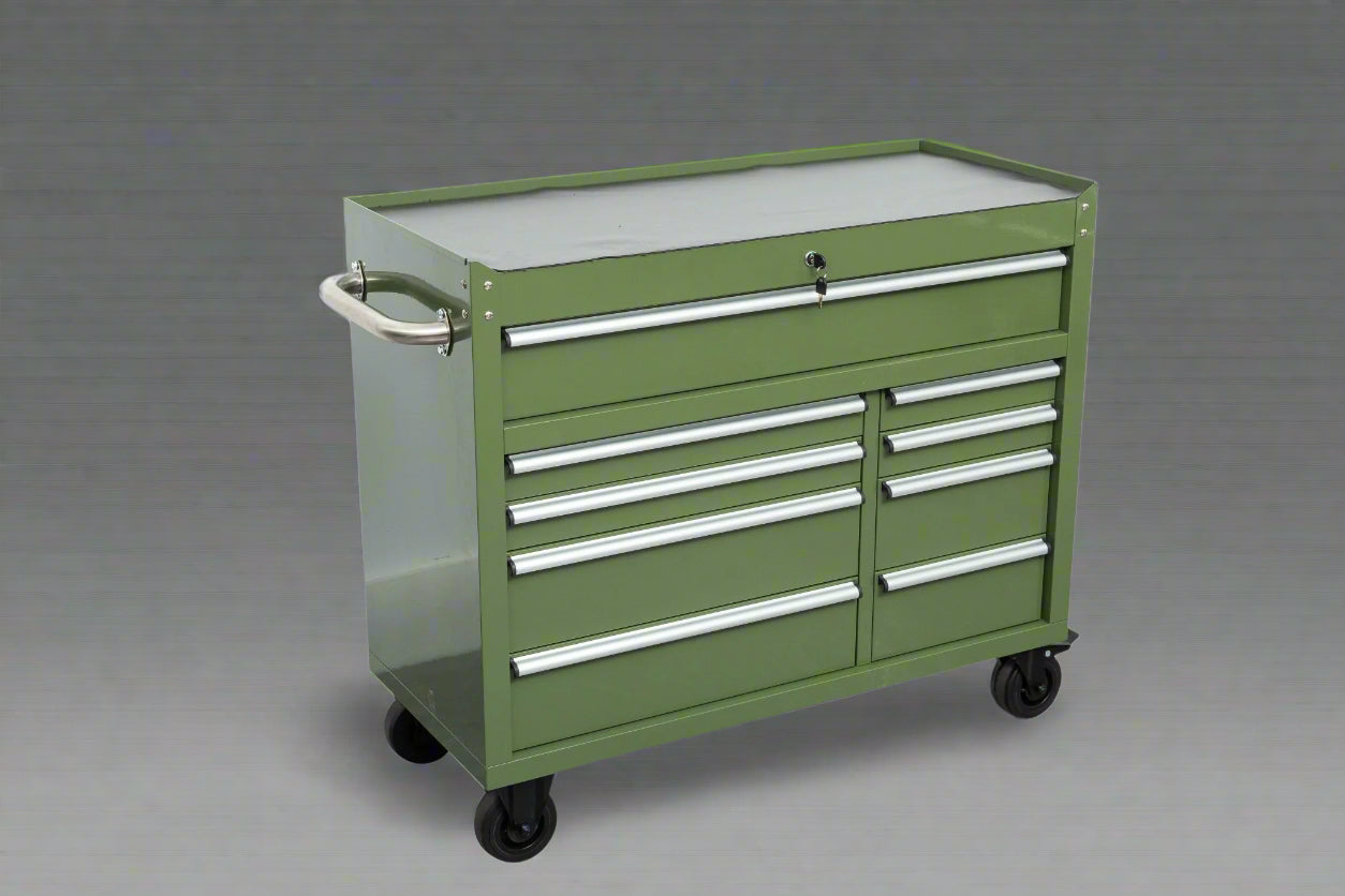 Établi roulant à 9 tiroirs de 42 pouces – Armoire de rangement robuste pour garage