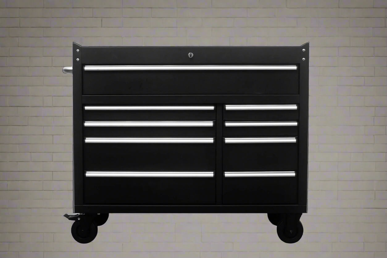 Établi roulant à 9 tiroirs de 42 pouces – Armoire de rangement robuste pour garage