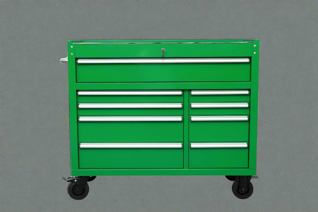 Établi roulant à 9 tiroirs de 42 pouces – Armoire de rangement robuste pour garage