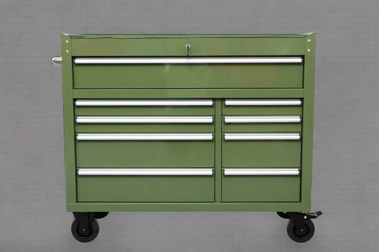 Établi roulant à 9 tiroirs de 42 pouces – Armoire de rangement robuste pour garage